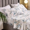 100 Egyptian Cotton Floral Pillow Cases Queen, Blue Bird Flowers Print