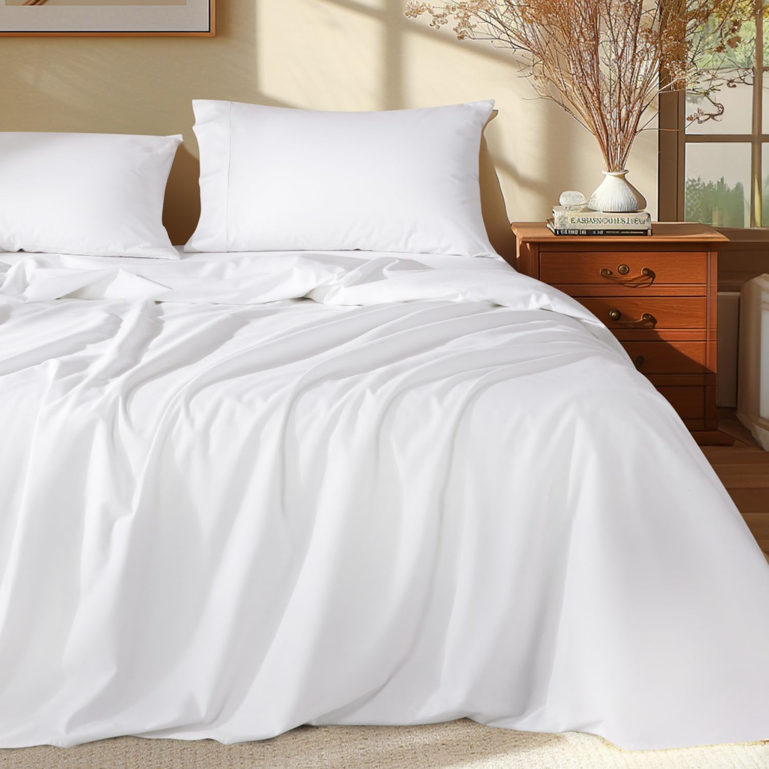 Wamsutta Sheets Ashton Sheets Split King Egyptian Cotton Set - 1200 Thread Count Adjustable Bed Sheets