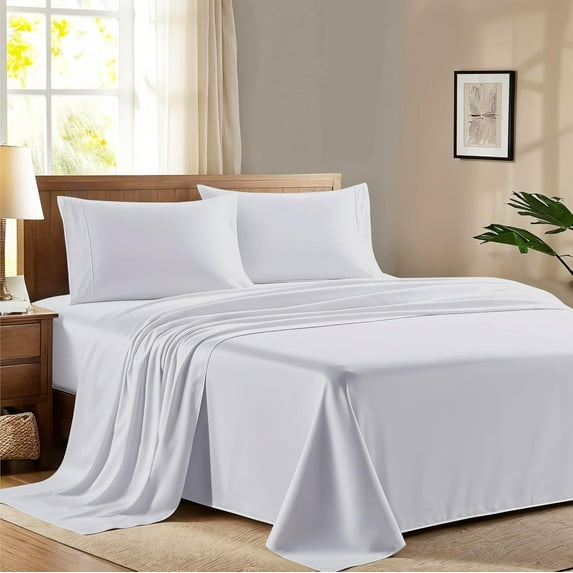 100% Egyptian Cotton King Size Sheet Set - 600 Thread Count Egyptian Cotton Sheets Set for King Size Bed (4 Pc, Silver), Soft, Cooling, Luxury Hotel 16" Deep Pocket Sateen Bedsheet