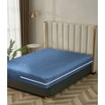 thumbnail image 1 of 100% Egyptian Cotton L Shape Zipper Mattress Cover, 800 TC, 12 Inch Deep Pocket Olympic Queen Size (66x80), Stripe Medium Blue, 1 of 6