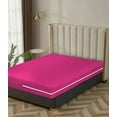 thumbnail image 1 of 100% Egyptian Cotton L Shape Zipper Mattress Cover, 800 TC, 12 Inch Deep Pocket Queen Size (60x80), Stripe Hot Pink, 1 of 6