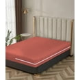 thumbnail image 1 of 100% Egyptian Cotton L Shape Zipper Mattress Cover, 800 TC, 12 Inch Deep Pocket Twin Size (39x75), Stripe Brick Red, 1 of 6