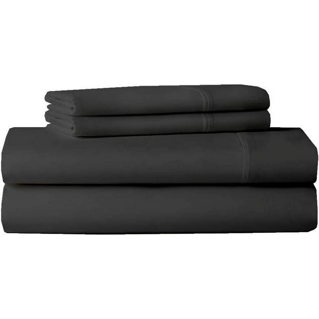 100% Egyptian Cotton, Perfect for Camping Sheets, 300TC, Flat Sheet, Fitted Sheet with 10" Deep Pocket & 2 Pillowcases- Cot Sheet Sets 4 PC-Dark Gray Solid, RV Camper King Size