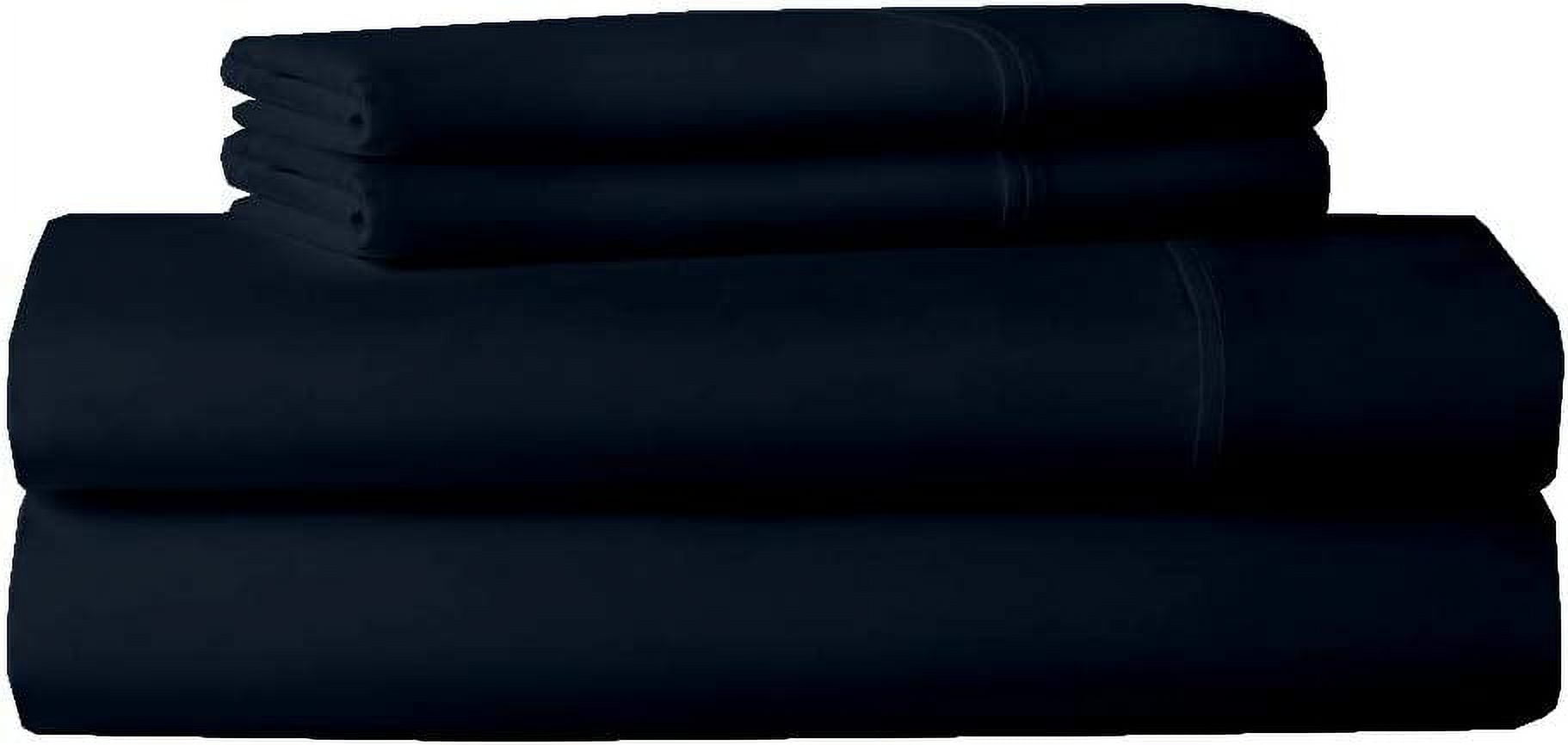 SGI Alberta King Flat Sheet - 136x120 Inch, 600 TC Egyptian Cotton, Navy Blue Sateen