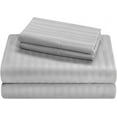 thumbnail image 1 of 100% Egyptian Cotton, Perfect for Camping Sheets, 300TC, Flat Sheet, Fitted Sheet with 12" Deep Pocket & 2 Pillowcases- Cot Sheet Sets 4 PC-Light Gray Stripe, RV Camper King Size, 1 of 5