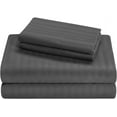 thumbnail image 1 of 100% Egyptian Cotton, Perfect for Camping Sheets, 300TC, Flat Sheet, Fitted Sheet with 8" Deep Pocket & 2 Pillowcases- Cot Sheet Sets 4 PC-Dark Gray Stripe, RV Camper King Size, 1 of 5