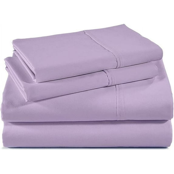 100% Egyptian Cotton, Perfect for Camping Sheets, 300TC, Flat Sheet, Fitted Sheet with 8" Deep Pocket & 2 Pillowcases- Cot Sheet Sets 4 PC-Lavender Solid, RV Camper King Size