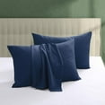 thumbnail image 1 of 100% Egyptian Cotton Pillow Protectors Set of 2, 600 Thread Count Standard Size Bed Pillow Cases with Zipper, Sateen Weave Cooling Pillow Cases Quiet and Breathable (2PCS, Standard, Navy Blue), 1 of 7