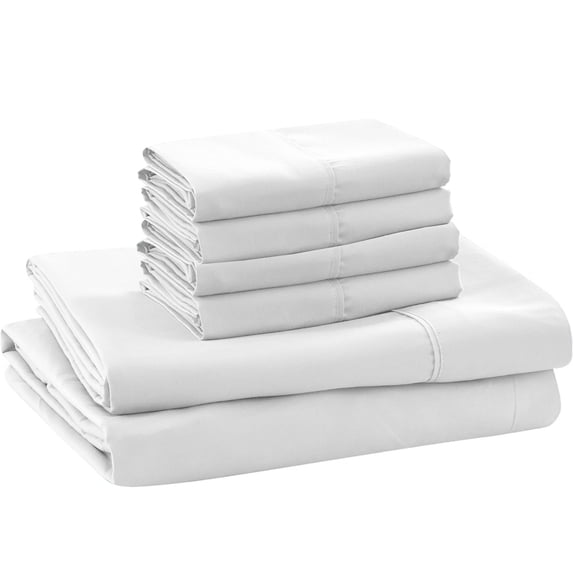 ABORN 600-TC 100% Egyptian Cotton Bedsheet |6-PC - Split Head King- 34" Split, White| 18" Deep Pocket