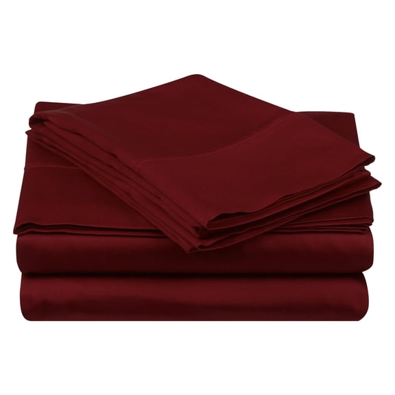 100% Egyptian Cotton Sheet Set, 400-Thread Count, Deep Pockets Burgundy / Twin XL