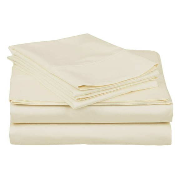 100% Egyptian Cotton Sheet Set, 400-Thread Count, Deep Pockets Ivory / Split King