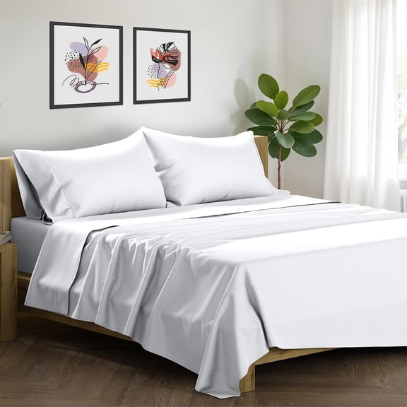 100% Egyptian Cotton Sheets California King Size Bed Set - 4 PC 1500 Luxury High Thread Count White Cal King Bed Sheets, Silky Soft, Cooling, Sateen, 17" Deep Pocket Bedsheet Set