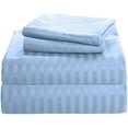 thumbnail image 1 of 100% Egyptian Cotton Sheets - Luxurious Queen Size Bed Sheets Set with 30" Deep Pockets, 800 Thread Count - 4 Piece Bedding Sheets And Pillowcases, Ultra Soft & Comfortable - Light Blue Stripe., 1 of 4