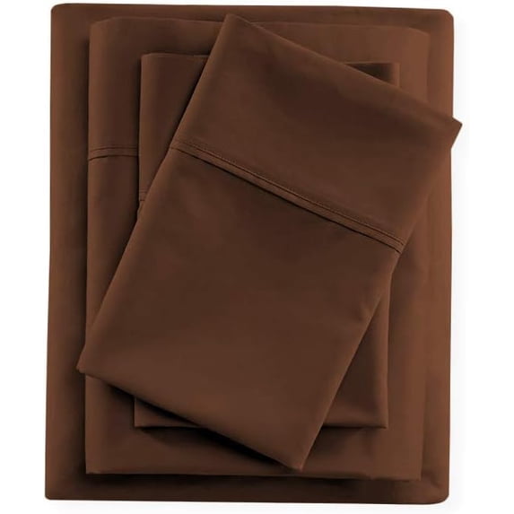 100% Egyptian Cotton Sheets - Luxurious Twin Size Bed Sheets Set with 30" Deep Pockets, 800 Thread Count - 4 Piece Bedding Sheets And Pillowcases, Ultra Soft & Comfortable - Chocolate Solid.