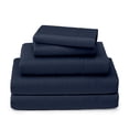 thumbnail image 1 of 100% Egyptian Cotton Split California King Sheets - 400 Thread Count Sateen Weave, 5 Piece Split Cal King Sheets Sets for Adjustable Bed with 15" Deep Pockets, Cooling Sheets - Navy Blue, 1 of 1