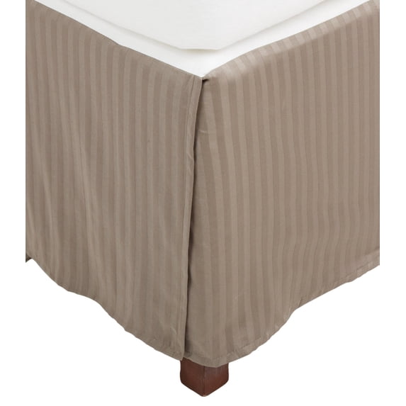 100% Egyptian Cotton Stripes Chic Bed Skirt with Split Corners Grey / Twin