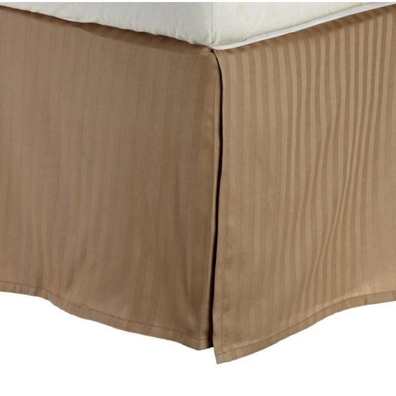 100% Egyptian Cotton Stripes Chic Bed Skirt with Split Corners Taupe / Twin