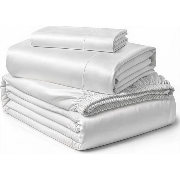 100% Egyptian Cotton Twin Sheet Set with Fully Elasticized Edges White