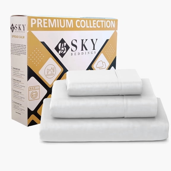 100% Egyptian Cotton Twin Sheets - 400 Thread Count Sateen Weave, Cooling, Hotel Luxury 3 Piece Twin Bed Sheets Set with 15" Deep Pockets - White
