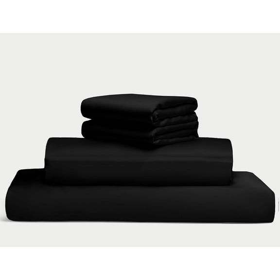 100% Egyptian Long Staple Cotton Bedsheet Set, 1000 Thread Count, 4-PC Sheets Set, Black Color, Twin Size, 30 Inch Deep Pocket of Fitted Sheet, Soft Sateen Weave Breathable