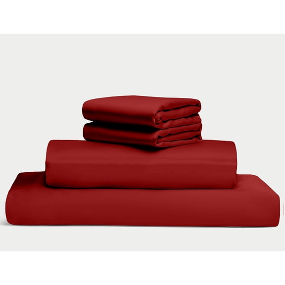 100% Egyptian Long Staple Cotton Bedsheet Set, 1000 Thread Count, 4-PC Sheets Set, Burgundy Color, Three Quarter Size, 12 Inch Deep Pocket of Fitted Sheet, Soft Sateen Weave Breathable