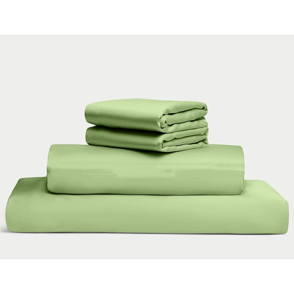 100% Egyptian Long Staple Cotton Bedsheet Set, 1000 Thread Count, 4-PC Sheets Set, Moss Color, Olympic Queen Size, 22 Inch Deep Pocket of Fitted Sheet, Soft Sateen Weave Breathable