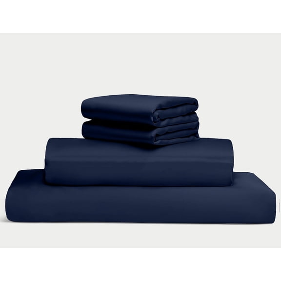 100% Egyptian Long Staple Cotton Bedsheet Set, 1000 Thread Count, 4-PC Sheets Set, Navy Blue Color, Queen Size, 15 Inch Deep Pocket of Fitted Sheet, Soft Sateen Weave Breathable