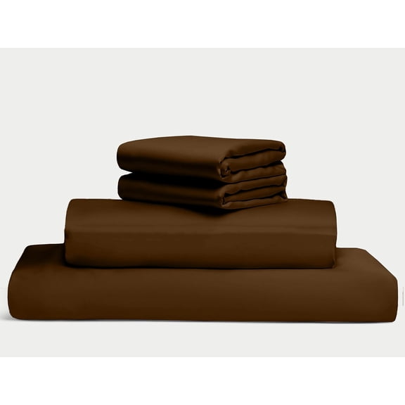 100% Egyptian Long Staple Cotton Bedsheet Set, 700 Thread Count, 4-PC Sheets Set, Chocolate Color, Twin Size, 10 Inch Deep Pocket of Fitted Sheet, Soft Sateen Weave Breathable