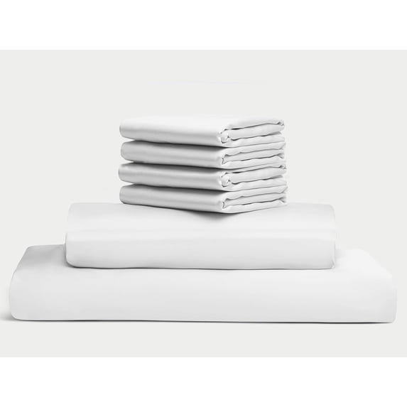 100% Egyptian Long Staple Cotton Bedsheet Set, 800 Thread Count, 6-PC Sheets Set, Percale White, California King Size, 10 Inch Deep Pocket of Fitted Sheet, Soft Crisp Percale Weave Breathable