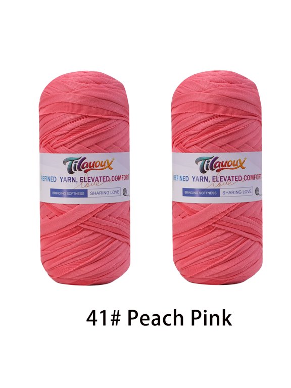 100% Elastic T-Shirt Yarn 2 Pack 200g Each, 95% Polyester 5% Spandex Chunky Knitting Yarn for Crochet Bags & DIY Projects, Stretchable Soft Fabric Yarn for Beginners