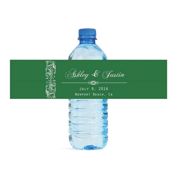 100 Elegant Emerald Wedding Anniversary Engagement Party Water Bottle labels Birthday Party Easy to Use Self Stick Labels