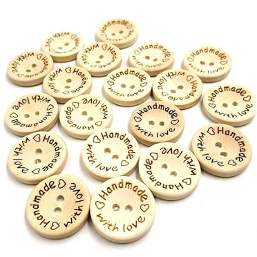 100 Engraved Wooden 2-Hole Buttons for DIY Sewing & Scrapbooking (20mm)