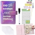 thumbnail image 1 of 100 Envelope Challenge Binder,2024 Exclusive 52 Weeks / 100 Days 5050 Money Savings Challenges Notebook,5-in-1 Budget Planner, Budget Notebook Binder,Cash Stuffing Envelopes Binder Shinning Blue, 1 of 9