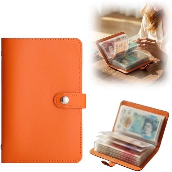100 Envelope Challenge Binder, 2026 Cash Stuffing System with Waterproof Envelopes - Savings Challenge Book for Budgeting, Bill Organization, and Financial Goals（orange）