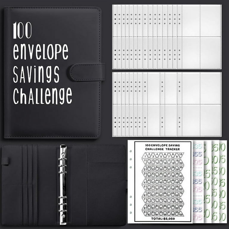bolukets Classeur Budget Enveloppe Set A5 100 Envelope Challenge Binder  avec enveloppes d'argent budgétisation classeur de budget, Une façon facile  et amusante d'économiser 5050 $,Vert : : Fournitures de bureau