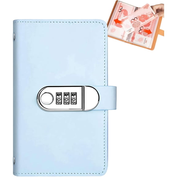 100 Envelope Challenge Binder with Lock, Savings Challenges Book with Envelopes,Envelopes Money Saving Challenge Savings Binder Successfully Reach Your Savings Goals （Blue）