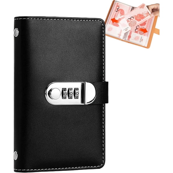 100 Envelope Challenge Binder with Lock, Savings Challenges Book with Envelopes,Envelopes Money Saving Challenge Savings Binder Successfully Reach Your Savings Goals （Black）