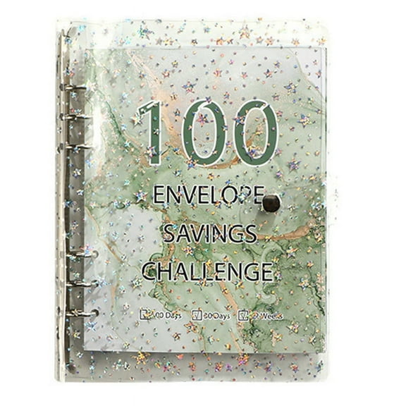 100 Envelope Challenge Binder Savings Binder for Save 5050 with Cash Envelopes for Budget Planning Green