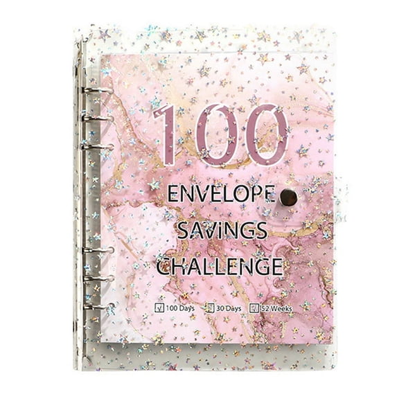 100 Envelope Challenge Binder Savings Binder for Save 5050 with Cash Envelopes for Budget Planning Pink