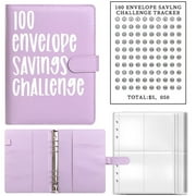 100 Envelope Challenge Binder, Savings Challenges Sheets，Easy and Fun Way to Save $5,050, Budget Binder with Cash Envelopes, Savings Challenges Binder, Budget Planner Book for Budgeting