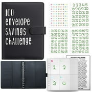 100 Envelope Challenge Budget Binders, Money Saving Binder Challenge Book with Envelopes & Challenge Tracker Cash Stuffing Binder - Easy & Fun Way to Save Money (Black)