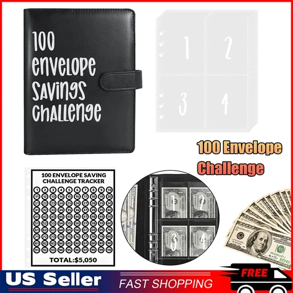 100 Envelope Challenge Budget Planner $5,050 Money Saving Cash Challenge Bookusa