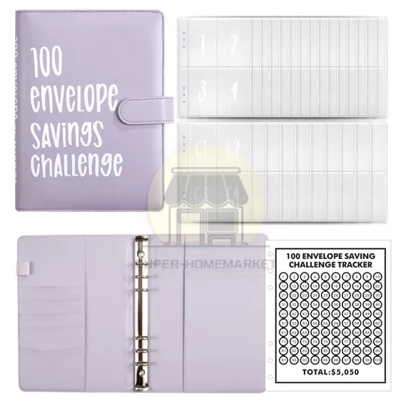 100 Envelope Challenge Budget Planner Binder A5 Money Saving Bank Challenges Us
