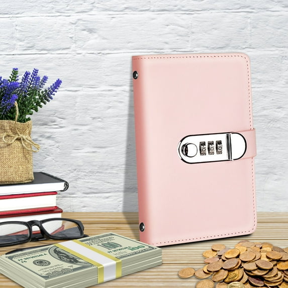 100 Envelope Savings Binder - Budget Organizer with Cash Envelopes A5 Size (6.8"x4.3") PVC Leather Money Saving Binder for Budget Planning & Financial Goals