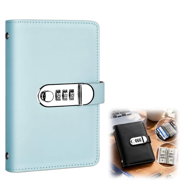 100 Envelope Savings Challenge Book with Combination Lock, Money Saving Binder with Cash Envelope Slots, Savings Challenge Book for Budgeting, Money Saving Book to Track Savings Goals (Blue, 1PC)