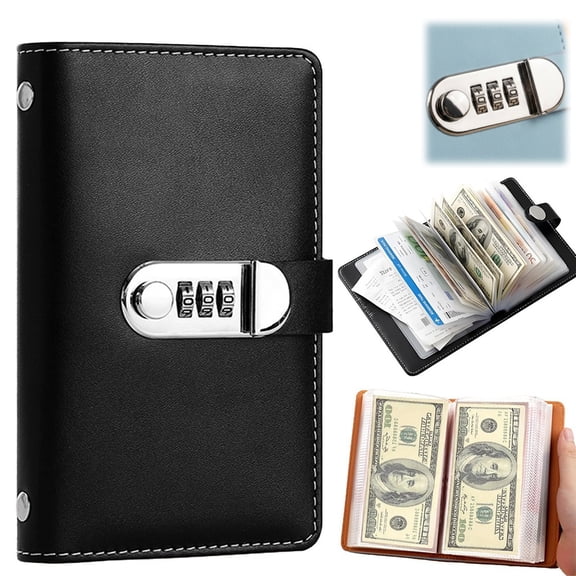 100 Envelope Savings Challenge Book with Password Lock, Money Saving Binder with Cash Envelopes, Savings Challenge Book for Reaching Your Savings Goals(Black)