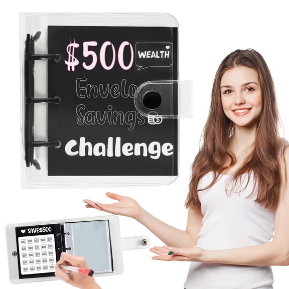 100 Envelopes Money Saving Challenge Binder A5 Budget Planner Book Cash Stuffing Organizer for $500 Savings Goal with Challenge Stickers Portable Finance Tracker Black