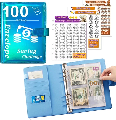 100 Envelopes Money Saving Challenge Binder, A5 Money Saving Book, Free Shipping
