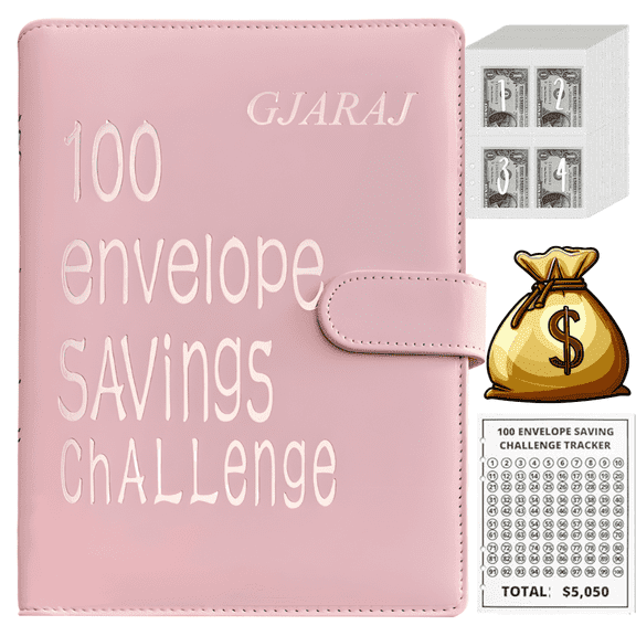 Gjaraj A5 Money Saving Challenge Binder, Shining Silver Printing