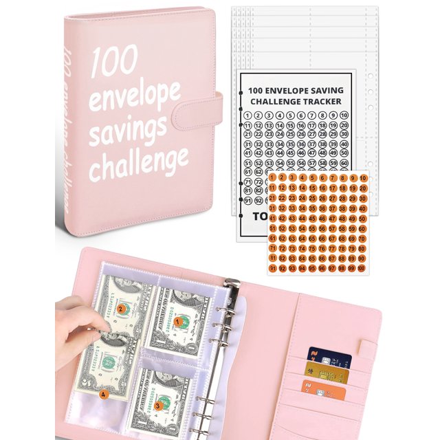 100 Envelopes Money Saving Challenge Binder with 100 Pockets Pre